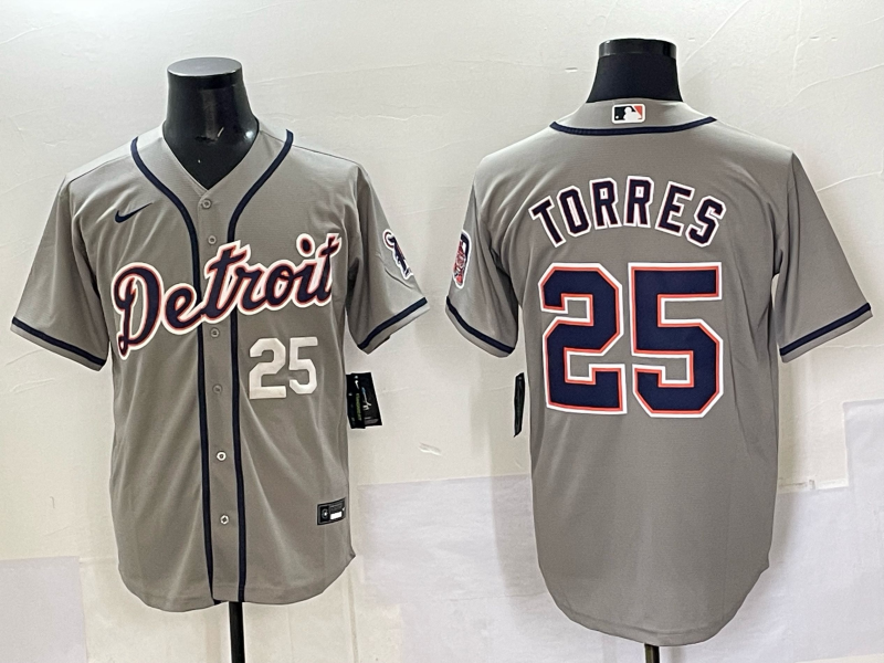 Men 2025 Detroit Tigers #25 Torres grey Game Nike MLB Jersey 003